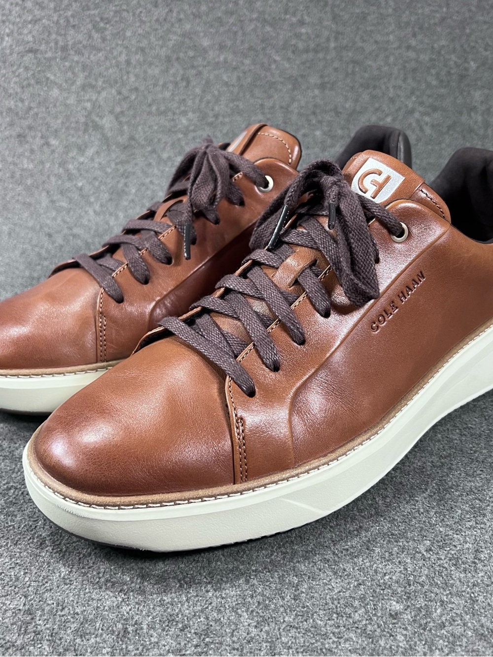 Cole Haan Men's Grandpro Topspin Leather Sneakers British Tan Size 10.5 M
